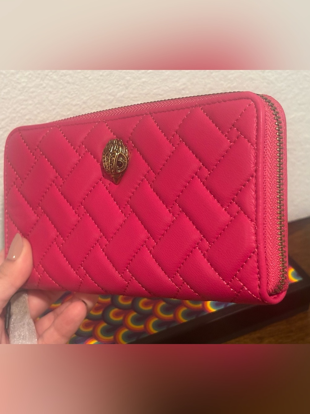 Kurt Geiger Hot Pink Quilted Zip-Around Wallet - Picture 3 of 12